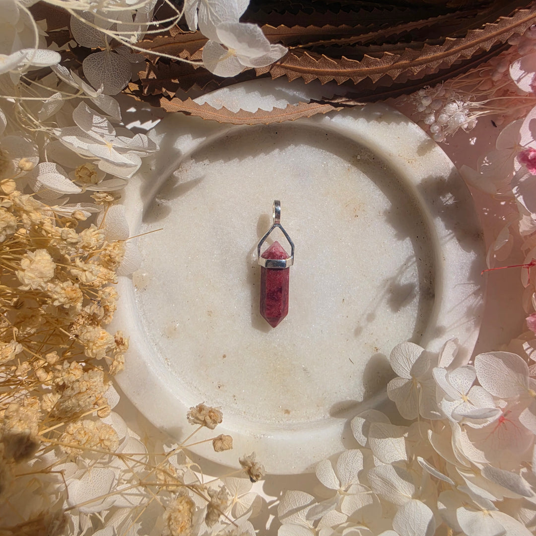Thulite Alignment Silver Pendant