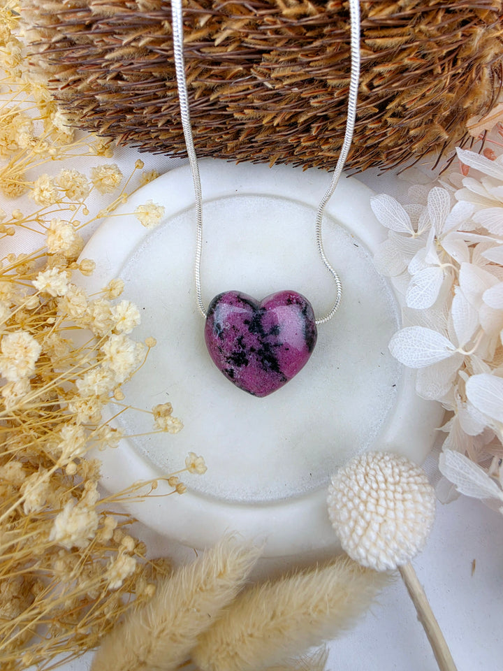 Rhodonite Heart Pendant - Free To Heal