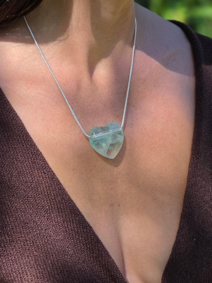 Rainbow Fluorite Heart Pendant — Dream Without Limits