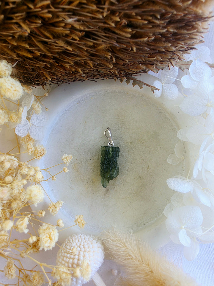 Moldavite Silver Pendant