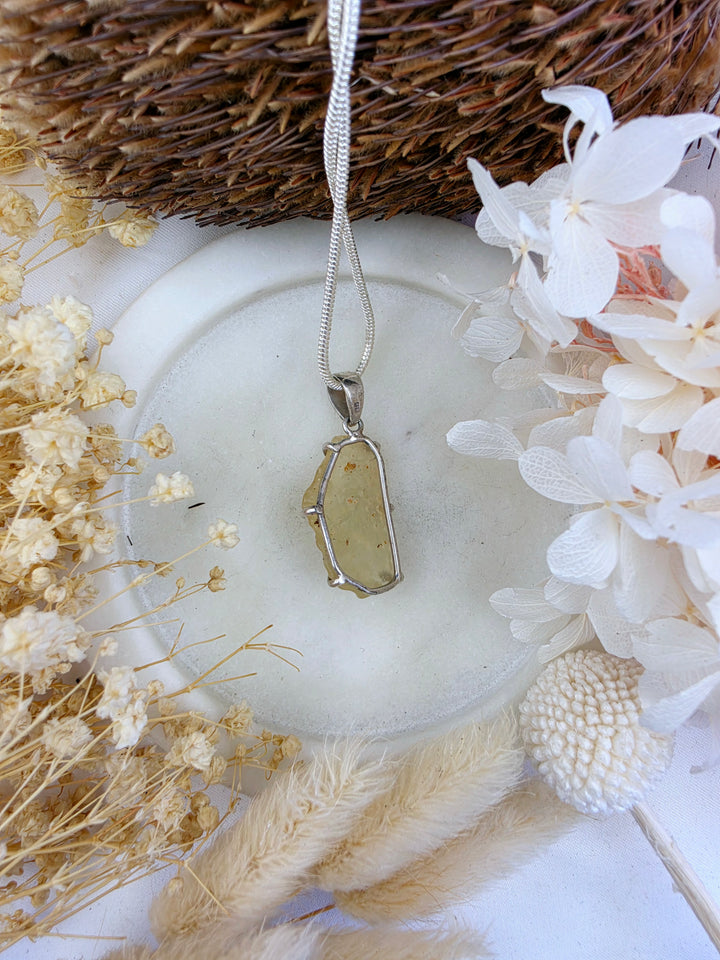 Libyan Desert Glass Silver Pendant — Written in the Stars