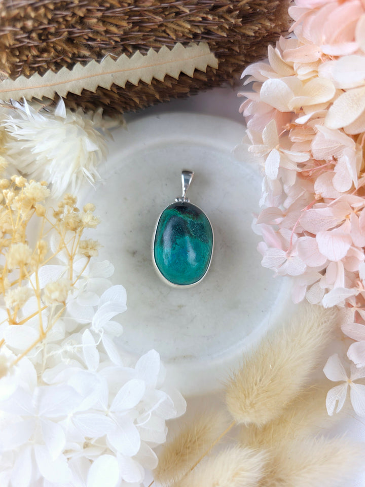 Chrysocolla Silver Pendant