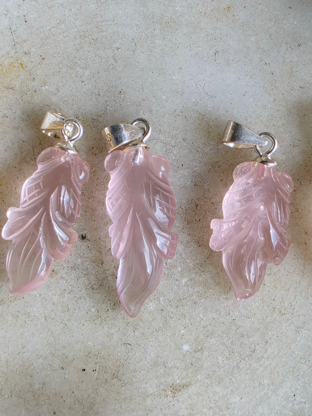 Rose Quartz Koi Silver Pendant
