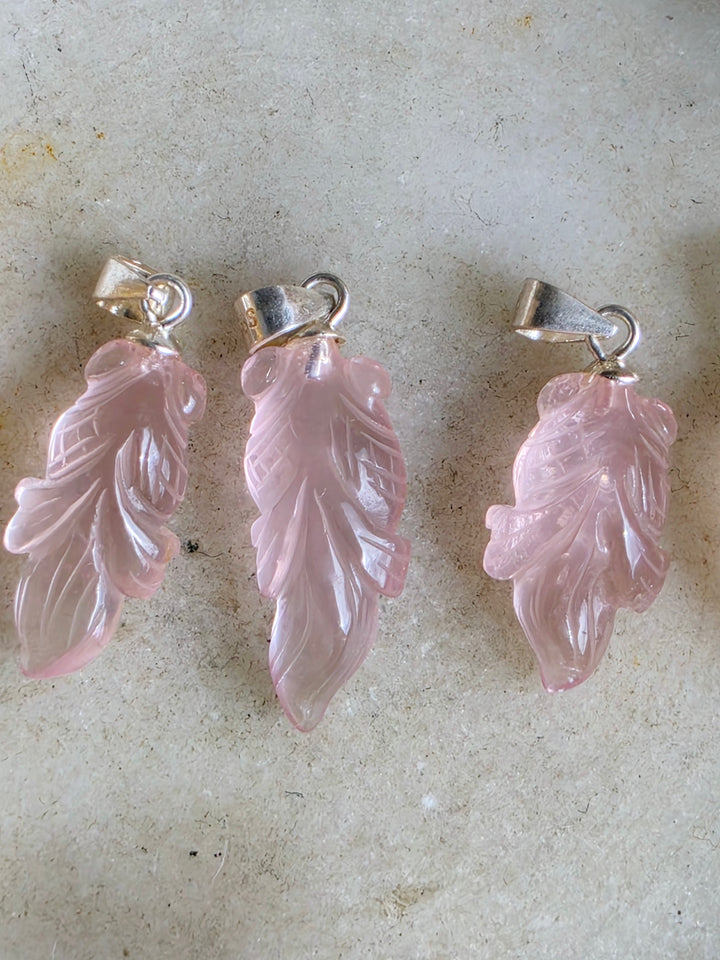 Rose Quartz Koi Silver Pendant