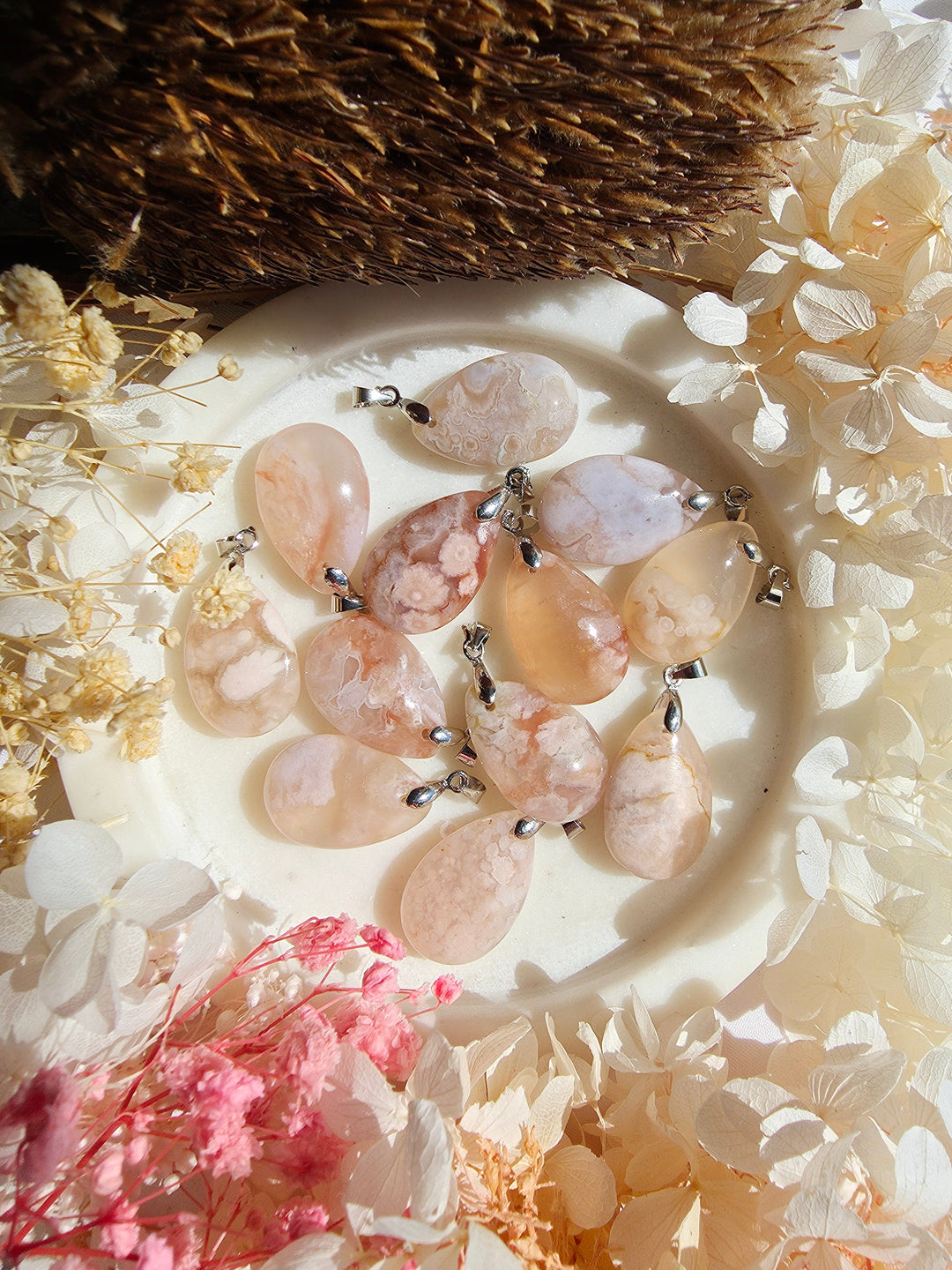 Cherry Blossom Agate Pendant