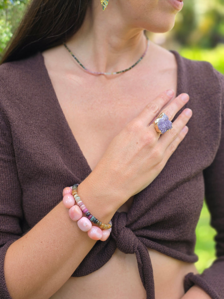 Watermelon Tourmaline Bracelet - Rondelle