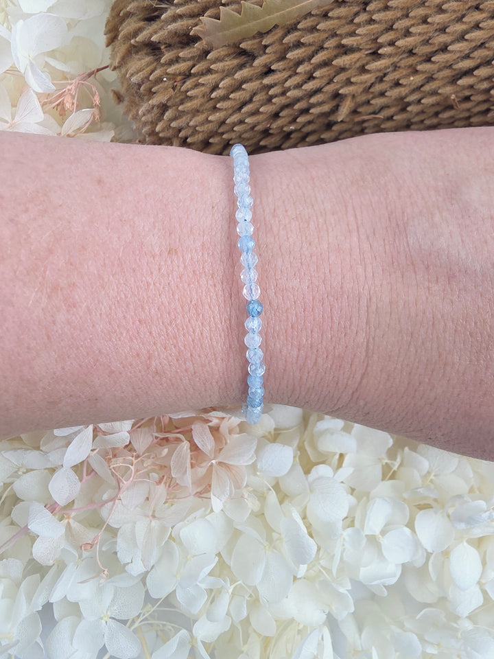 Aquamarine Faceted Bracelet - 3mm (Adjustable Chain)