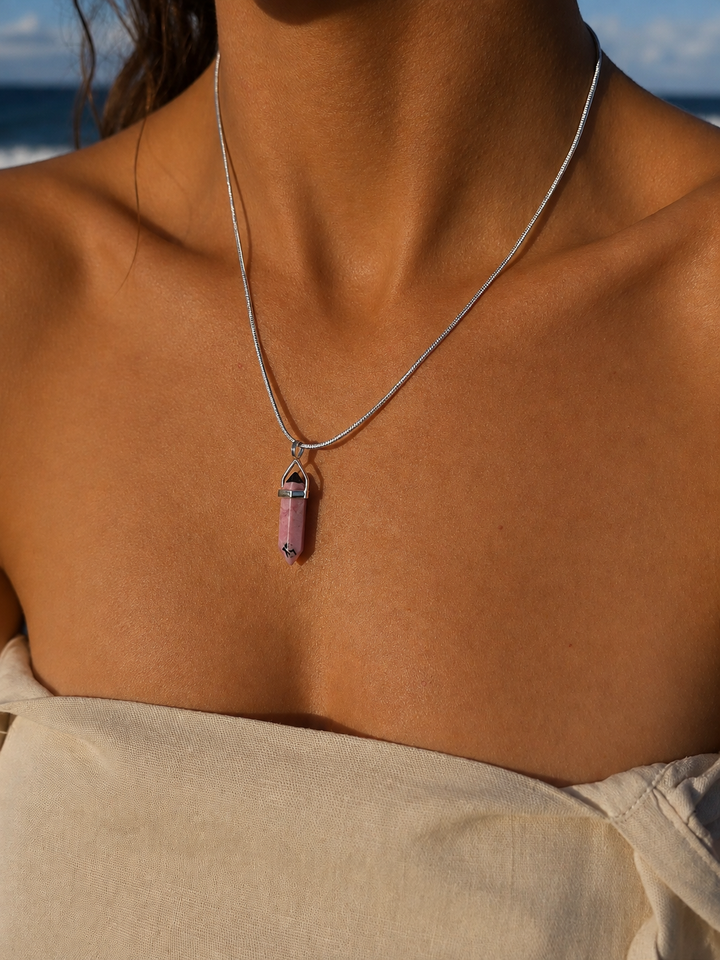 Rhodonite Alignment Silver Pendant