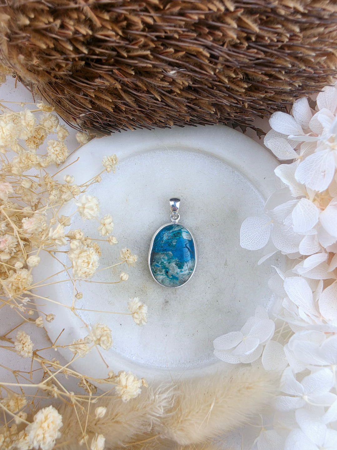 Chrysocolla Silver Pendant