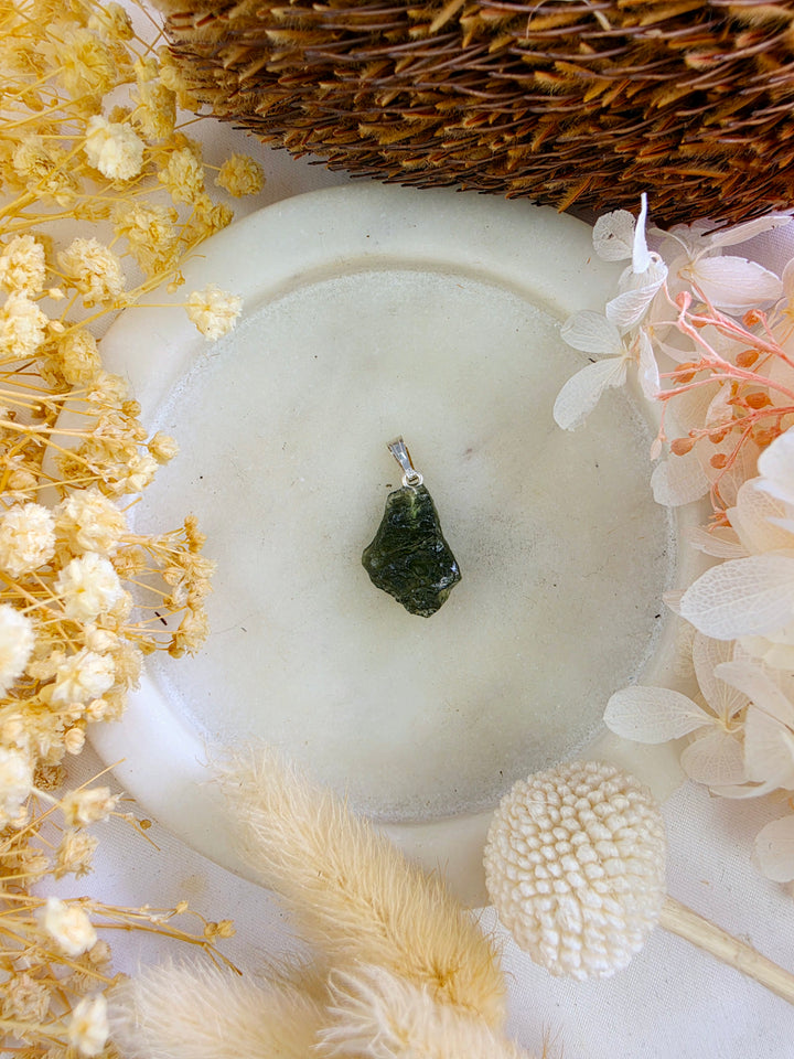 Moldavite Silver Pendant — Manifest & Transform