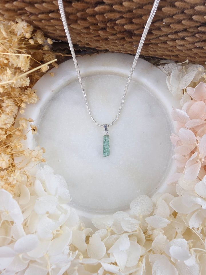 Green & Blue Tourmaline Silver Pendant — Flow & Flourish