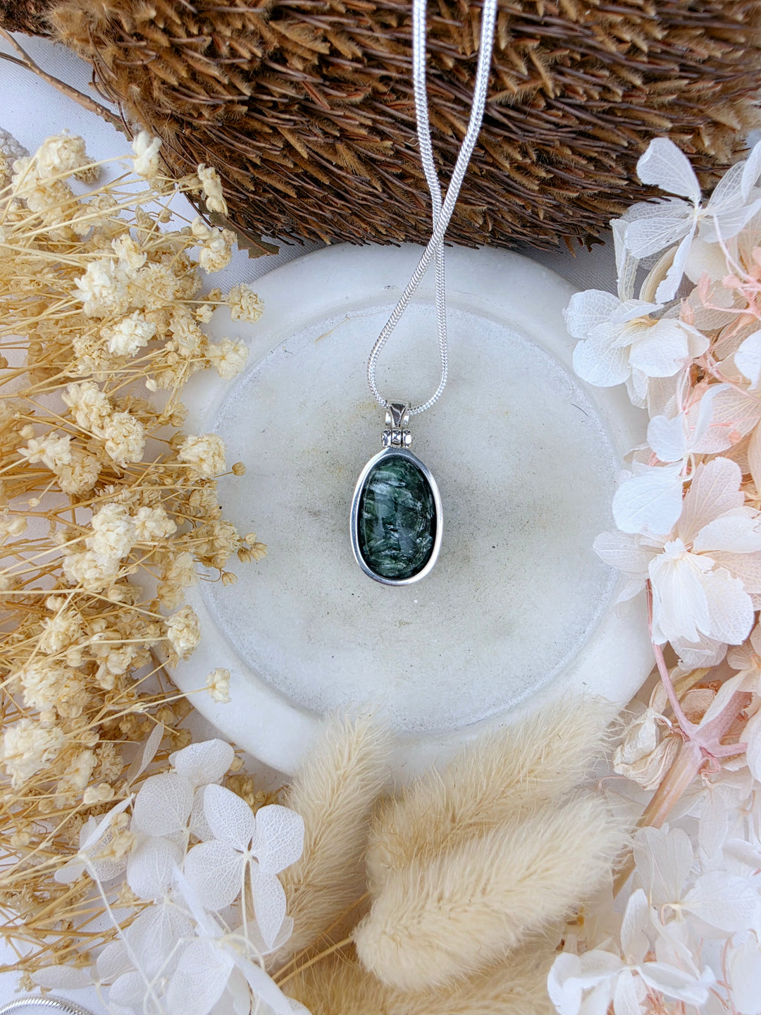 Seraphinite Silver Pendant