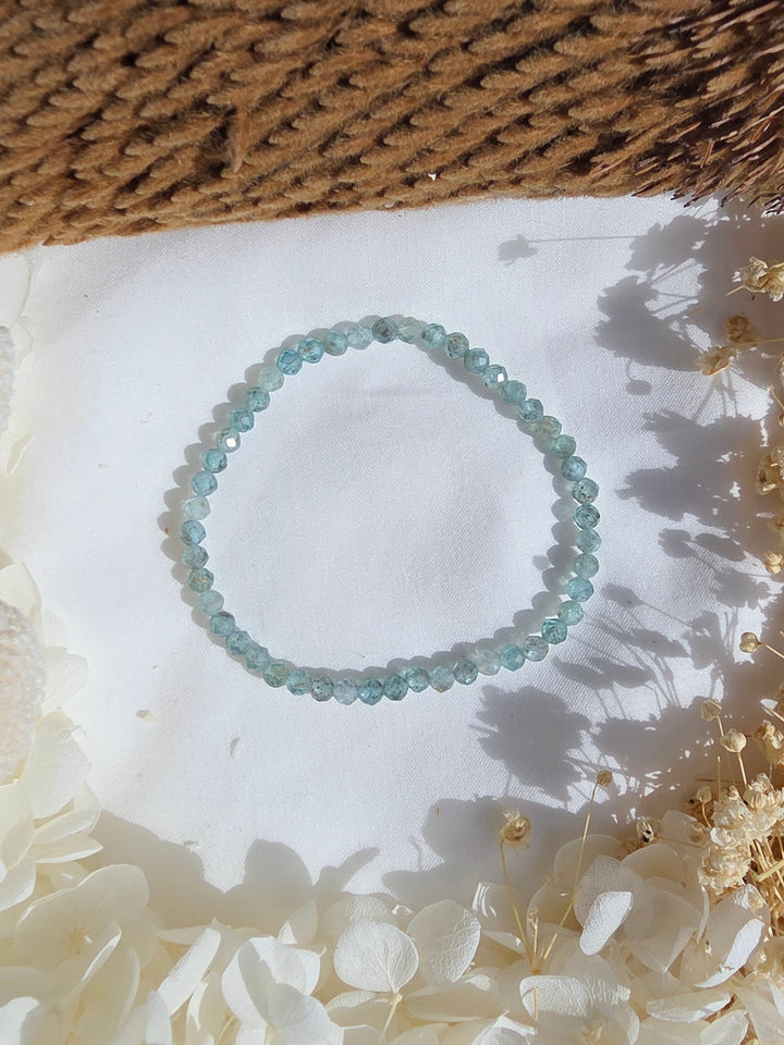 Blue Green Apatite Faceted Bracelet - 4mm