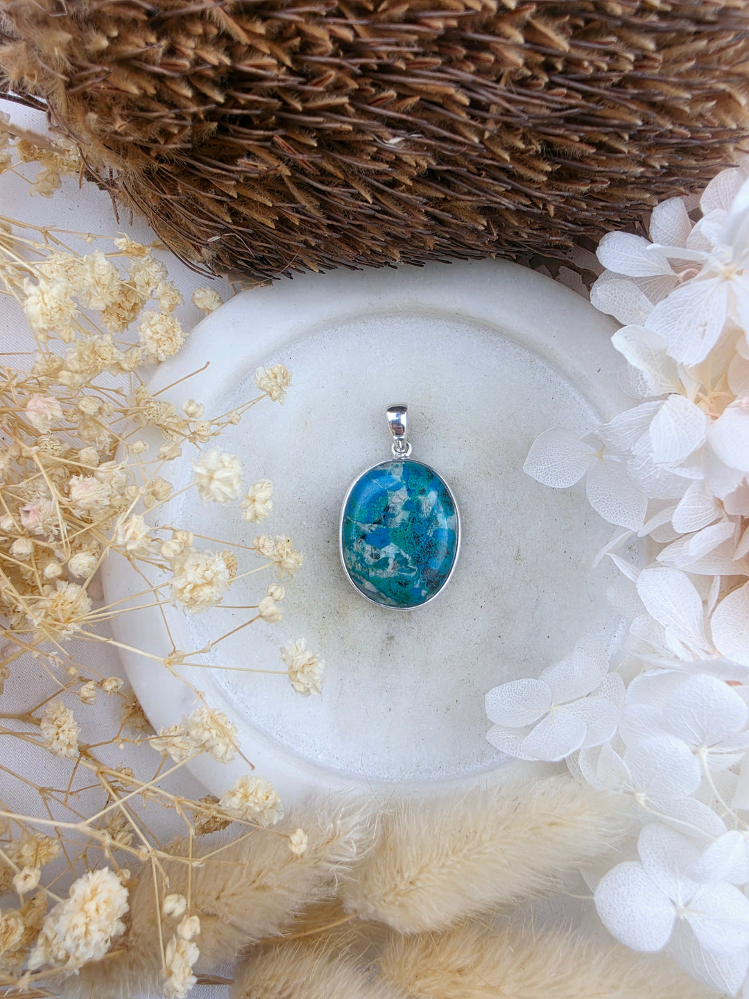 Chrysocolla Silver Pendant