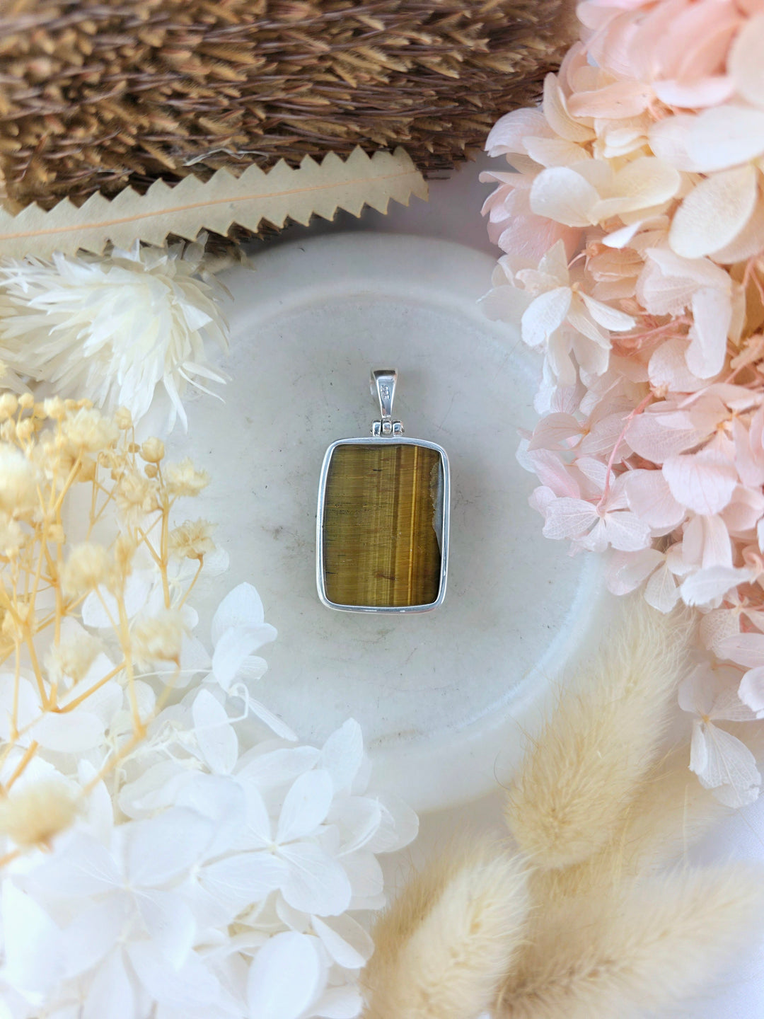 Tigers Eye Dragon Silver Pendant