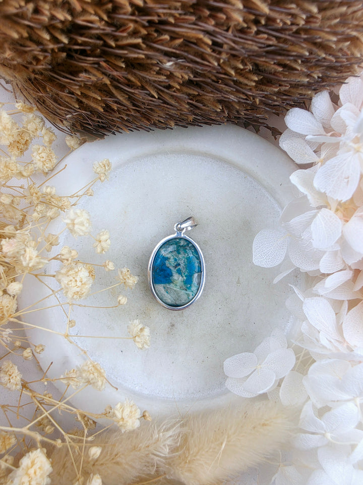 Chrysocolla Silver Pendant
