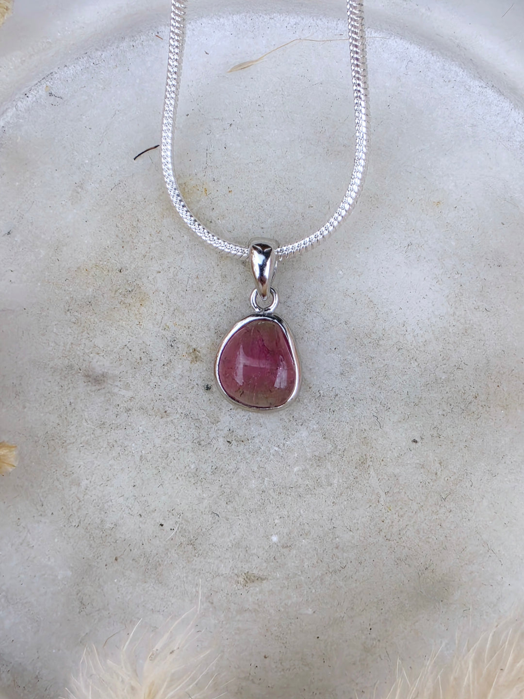 Watermelon Tourmaline Silver Pendant