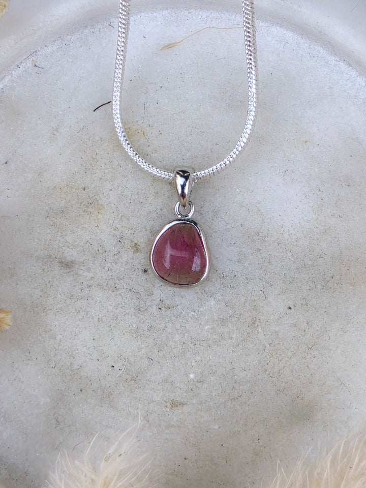 Watermelon Tourmaline Silver Pendant
