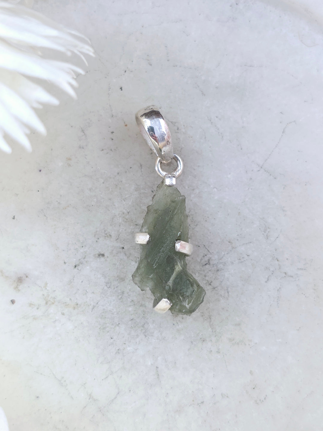 Moldavite Silver Pendant