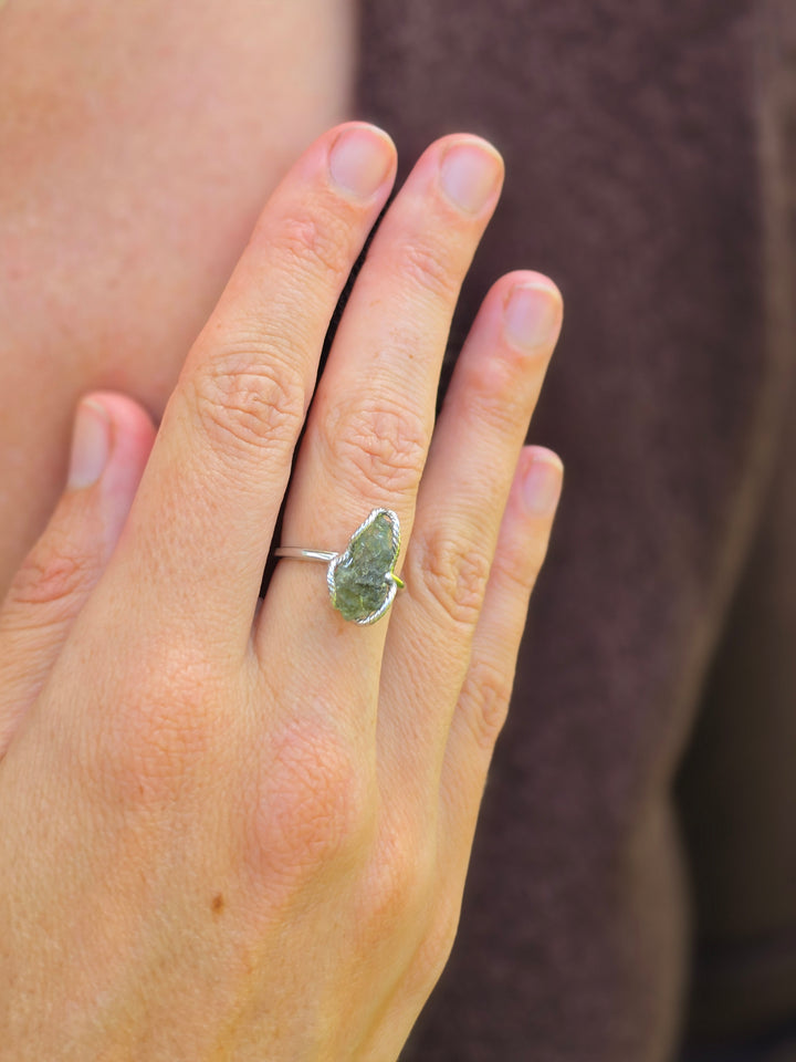 Moldavite Silver Ring - Adjustable — Manifest & Transform