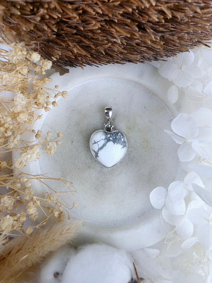 Howlite Heart Silver Pendant