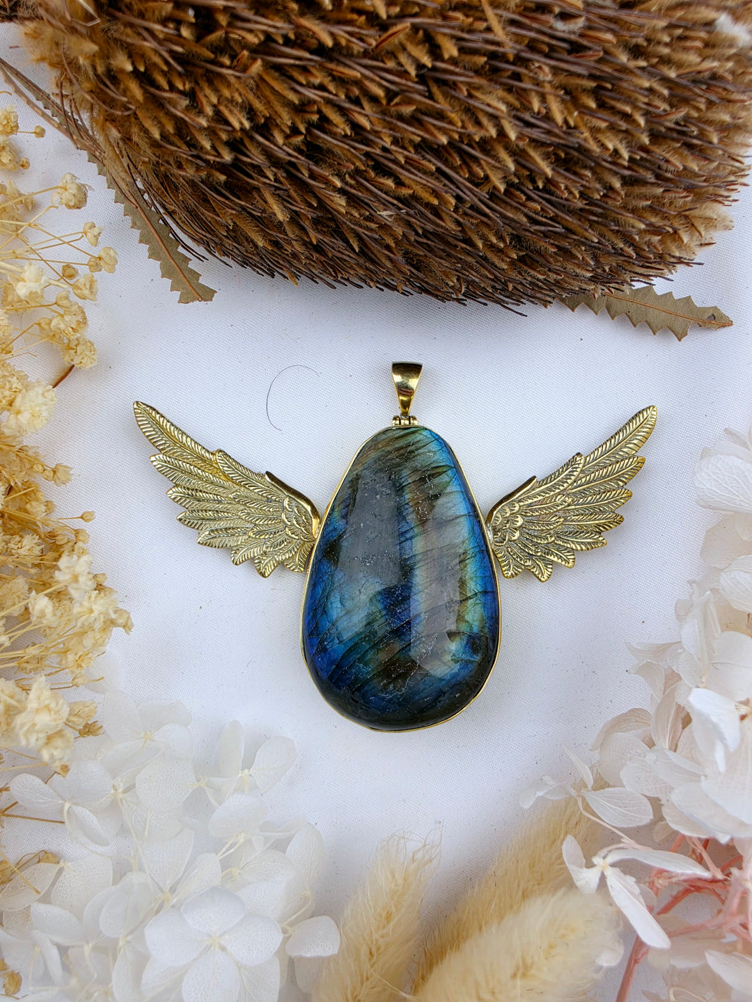 Labradorite Queen Anahata Brass Pendant