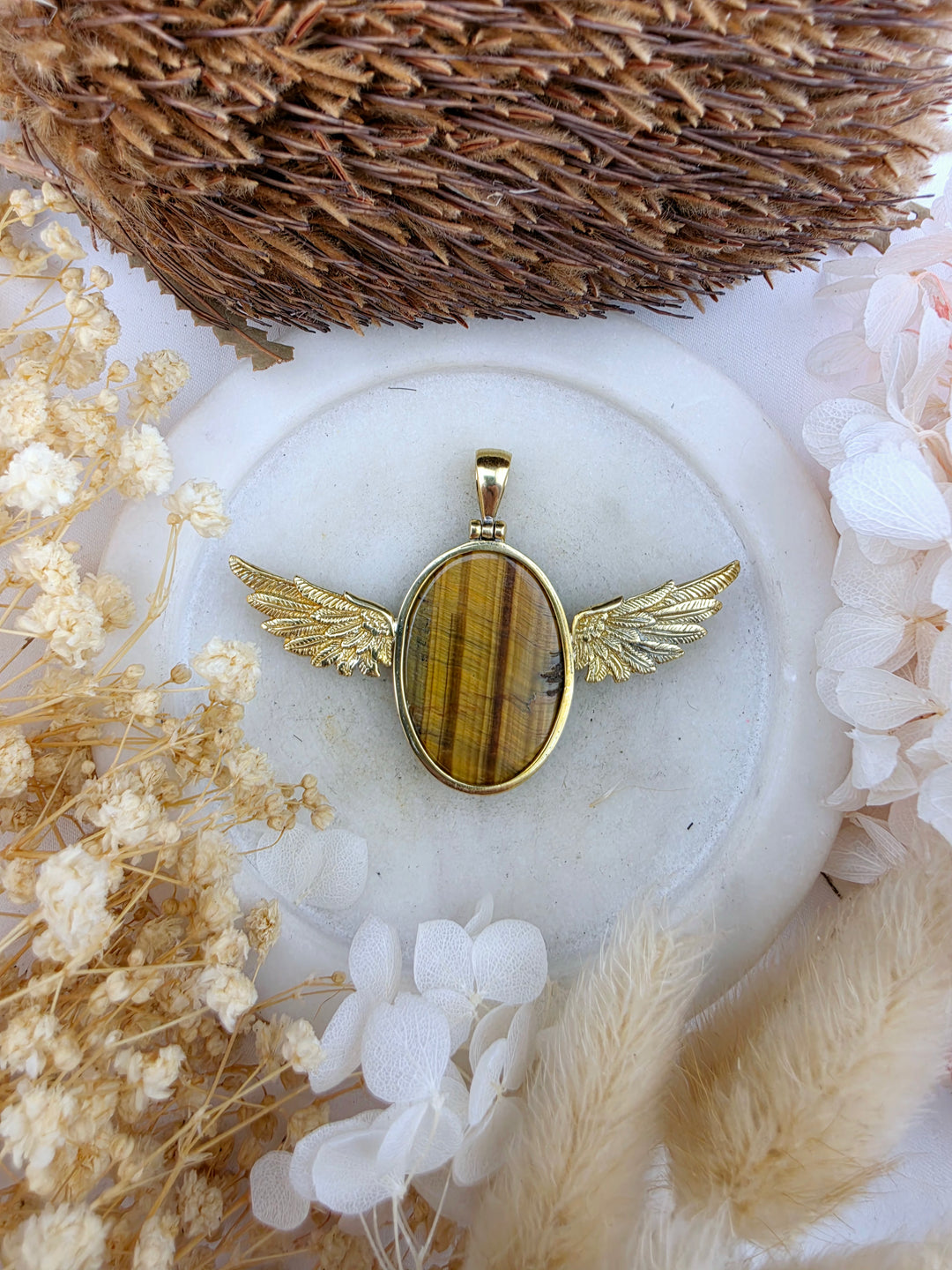 Tigers Eye Anahata Brass Pendant