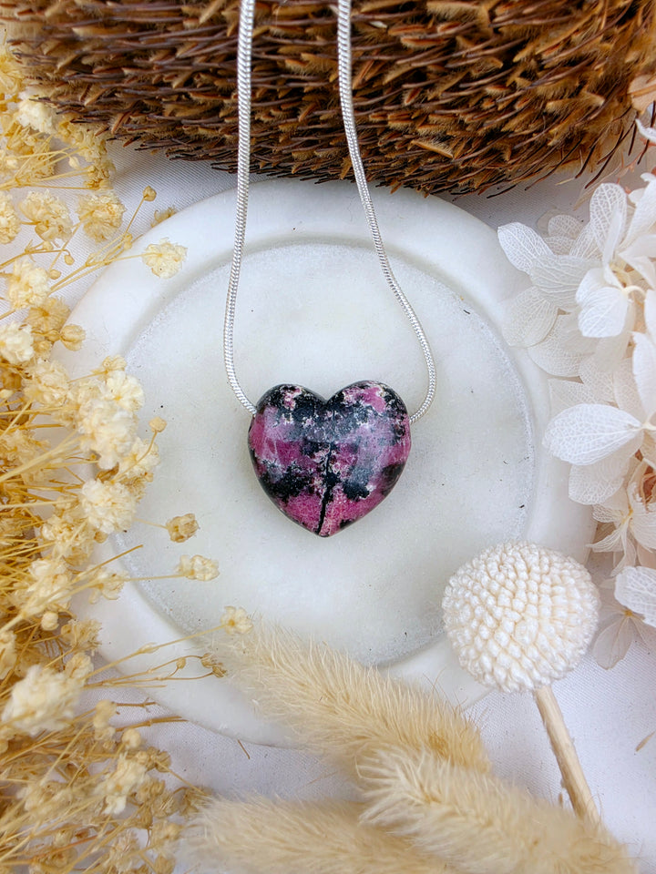 Rhodonite Heart Pendant - Free To Heal