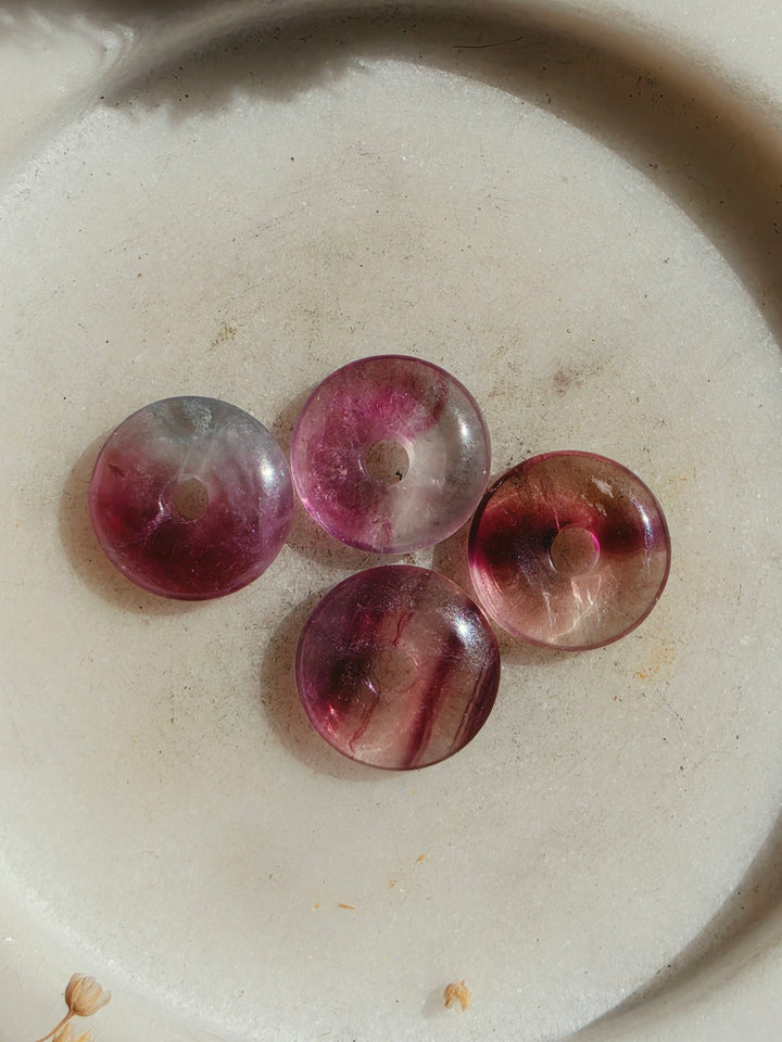 Rainbow Fluorite Donut Pendant
