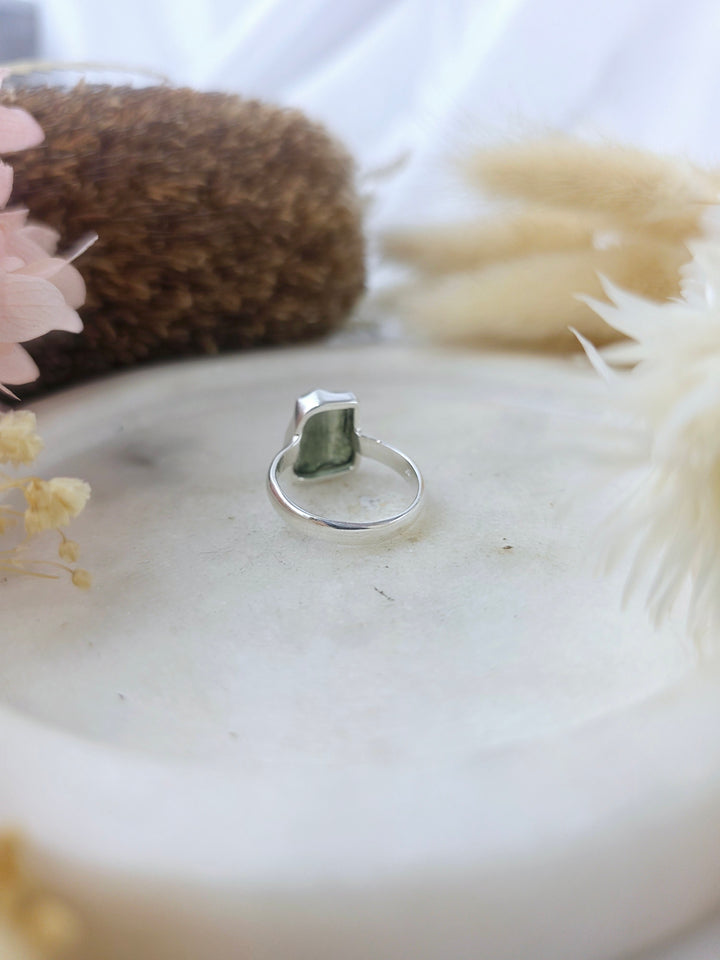 Moldavite Silver Ring