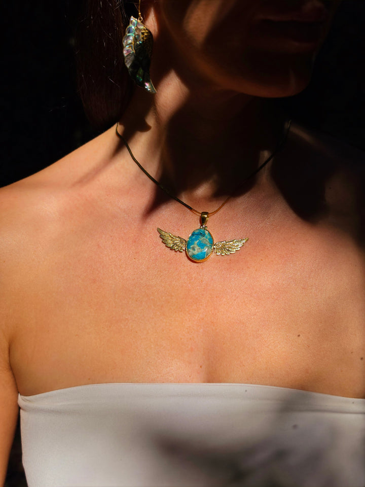 Chyrsocolla Anahata Brass Pendant