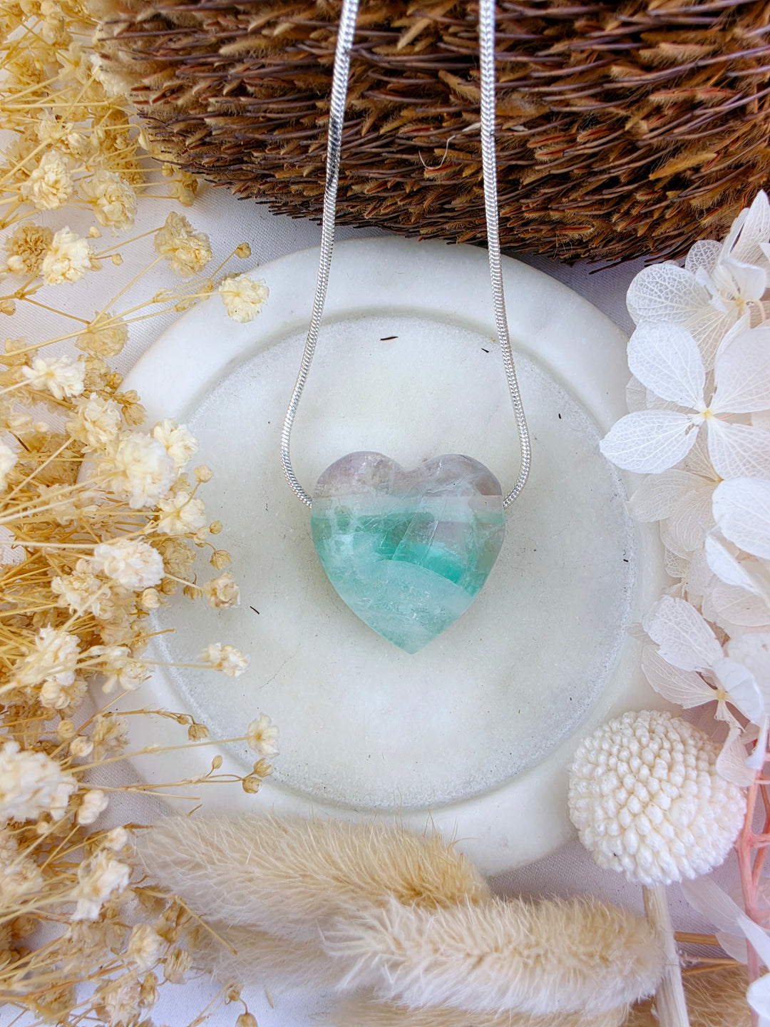 Rainbow Fluorite Heart Pendant — Dream Without Limits