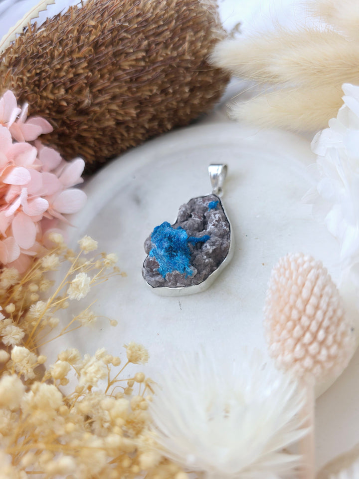 Cavansite Silver Pendant