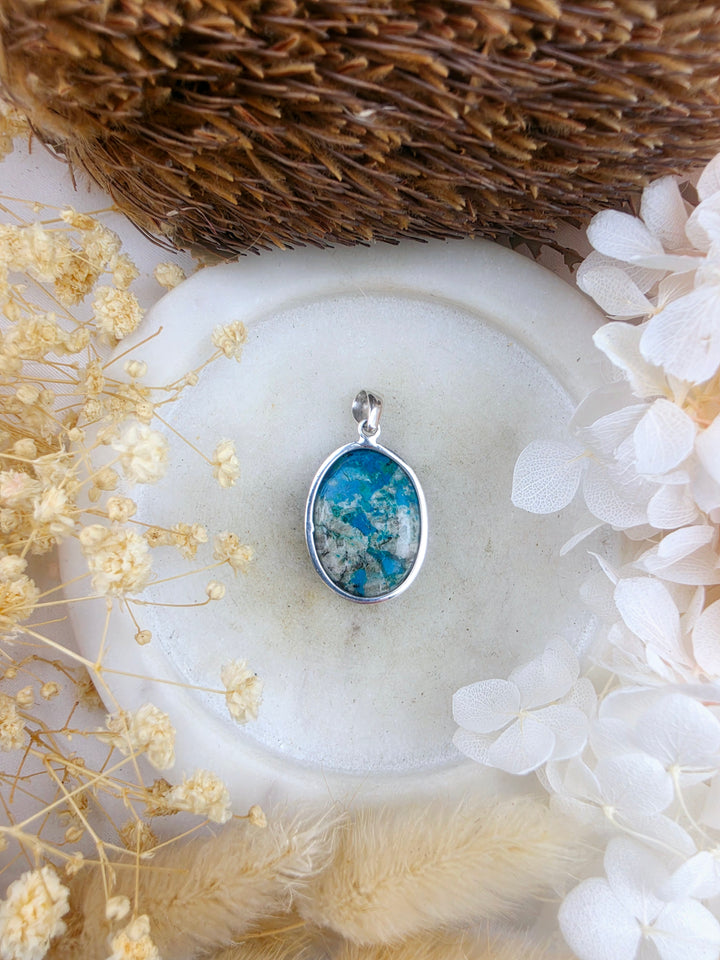 Chrysocolla Silver Pendant