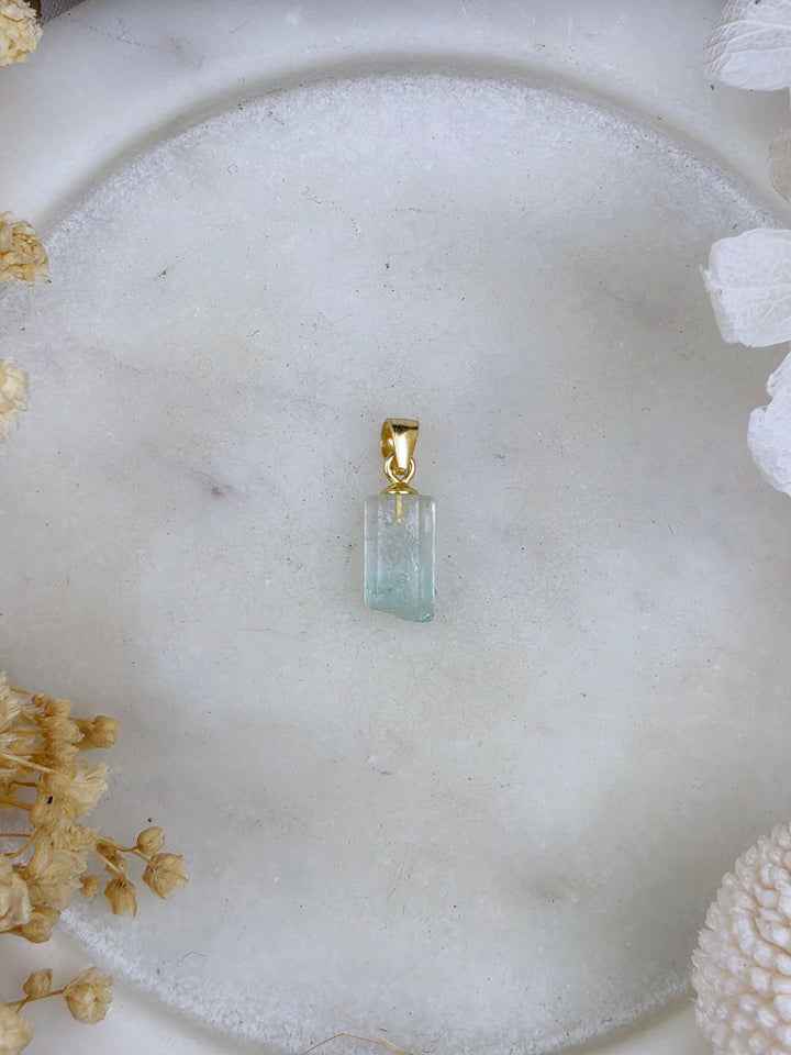 Natural Raw Emerald Vermeil Pendant