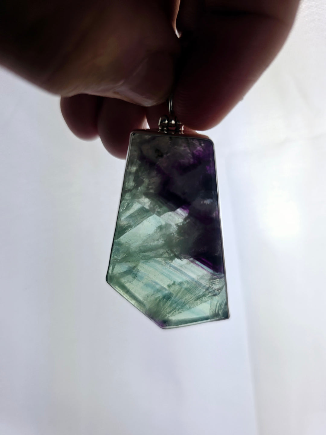 Rainbow Fluorite Silver Pendant