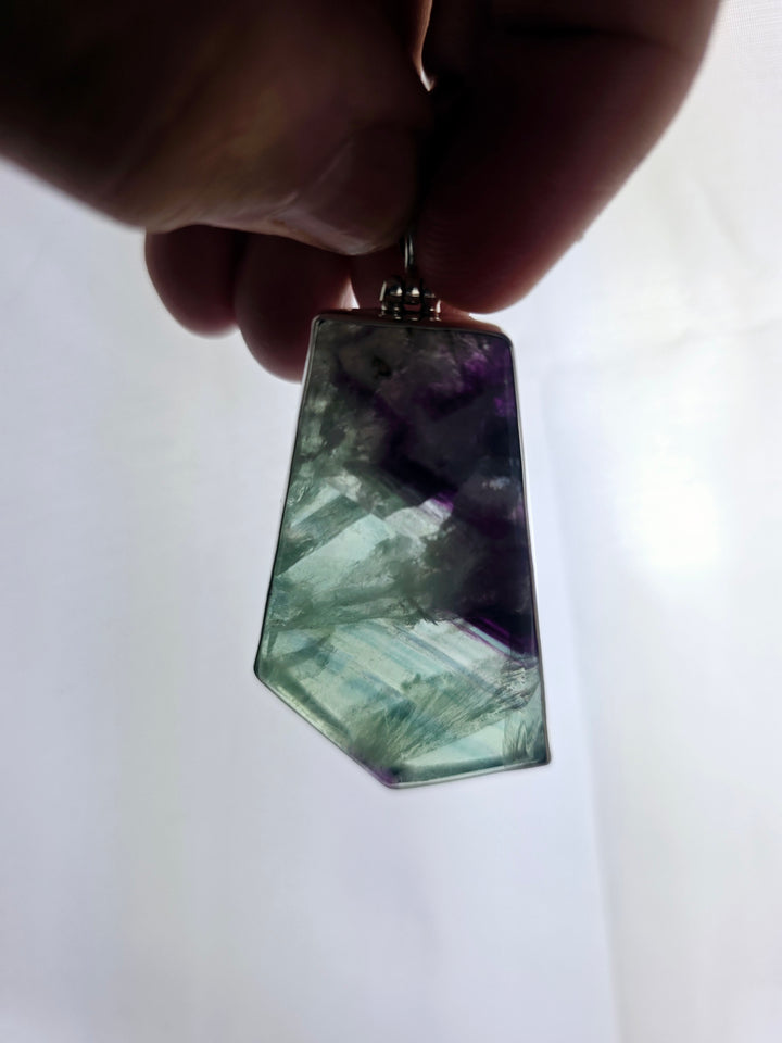 Rainbow Fluorite Silver Pendant