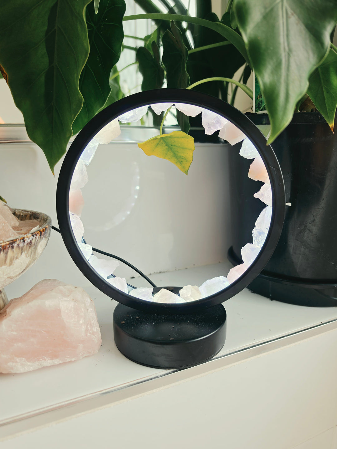 Rose Quartz Halo Lamp