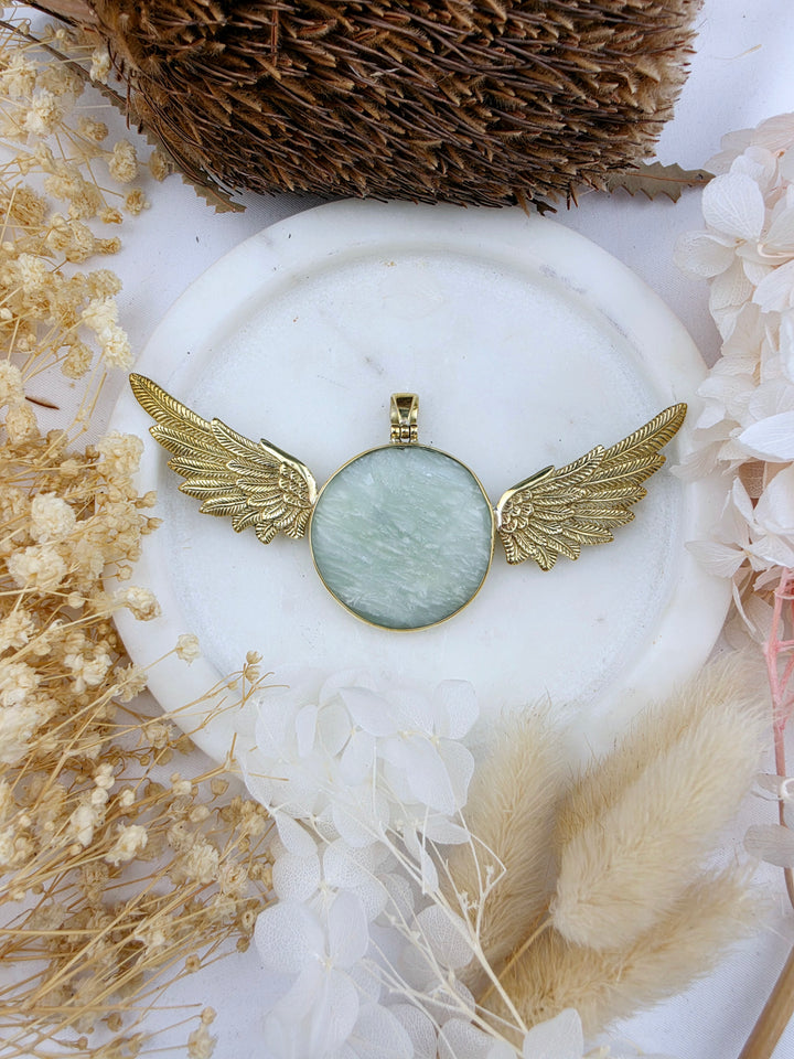 Jade Anahata Brass Pendant