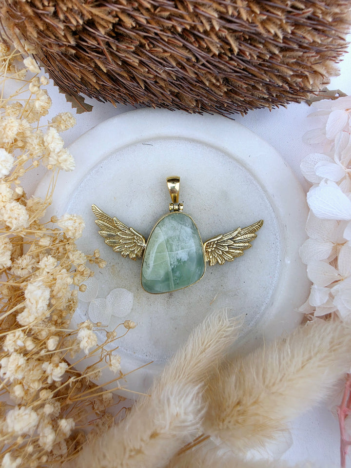 Jade Anahata Brass Pendant