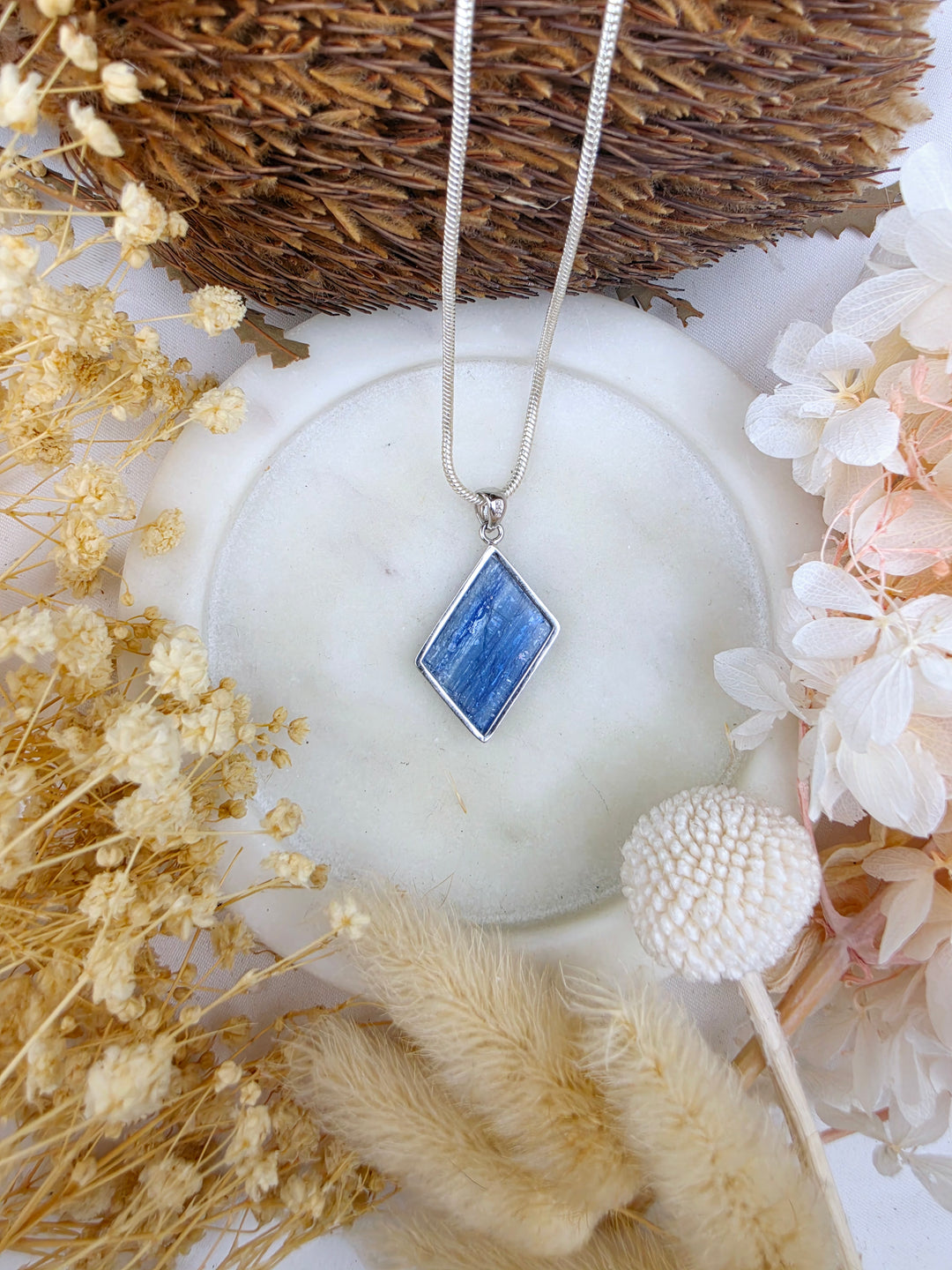 Blue Kyanite Silver Pendant