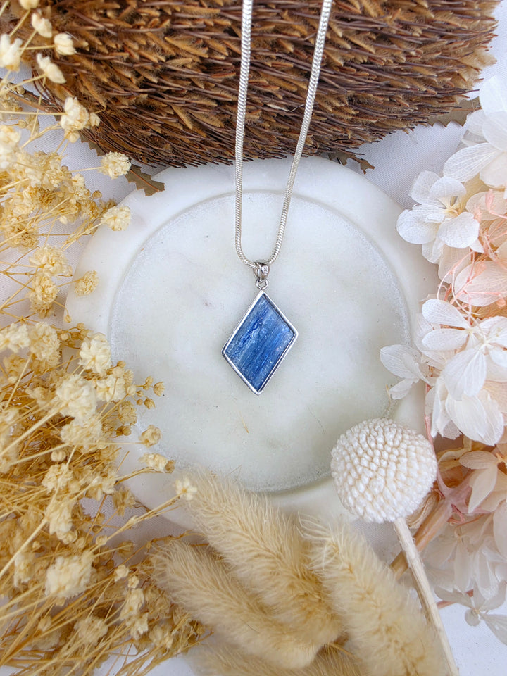 Blue Kyanite Silver Pendant