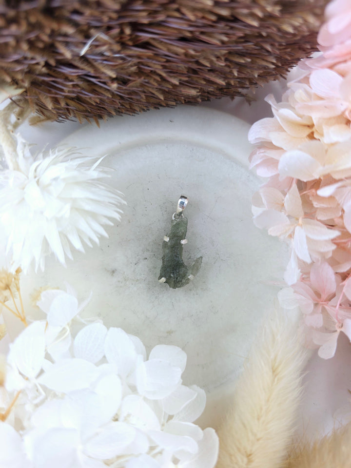 Moldavite Silver Pendant