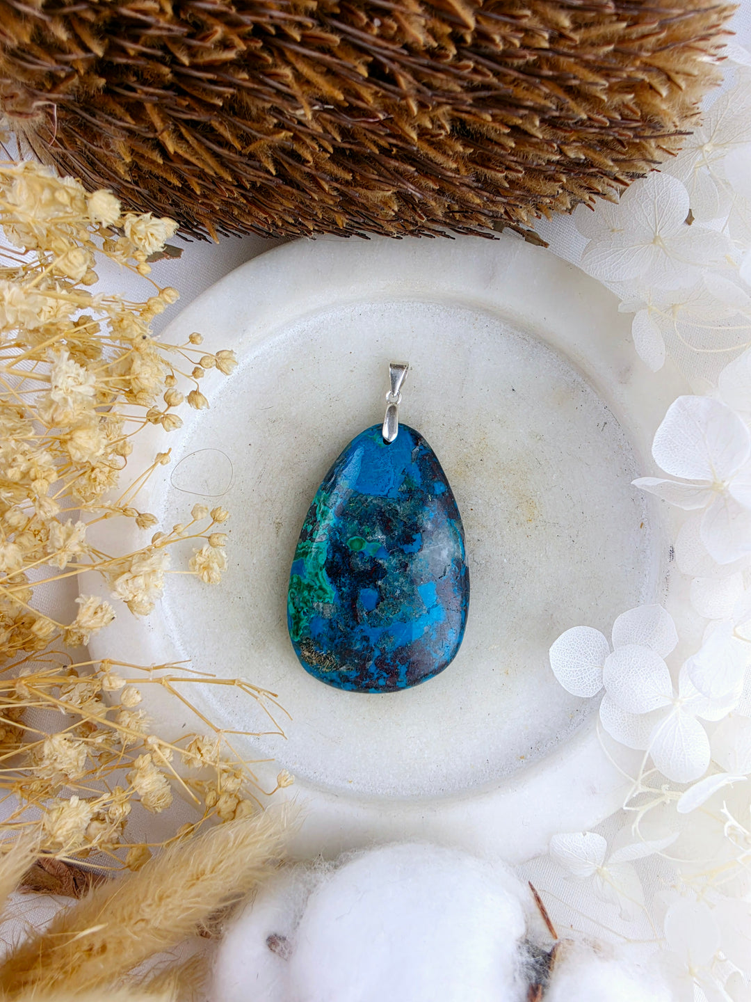 Chrysocolla Silver Pendant