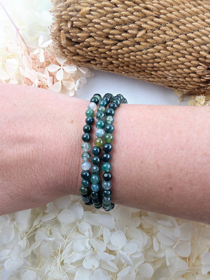 Moss Agate Bracelet - 4mm