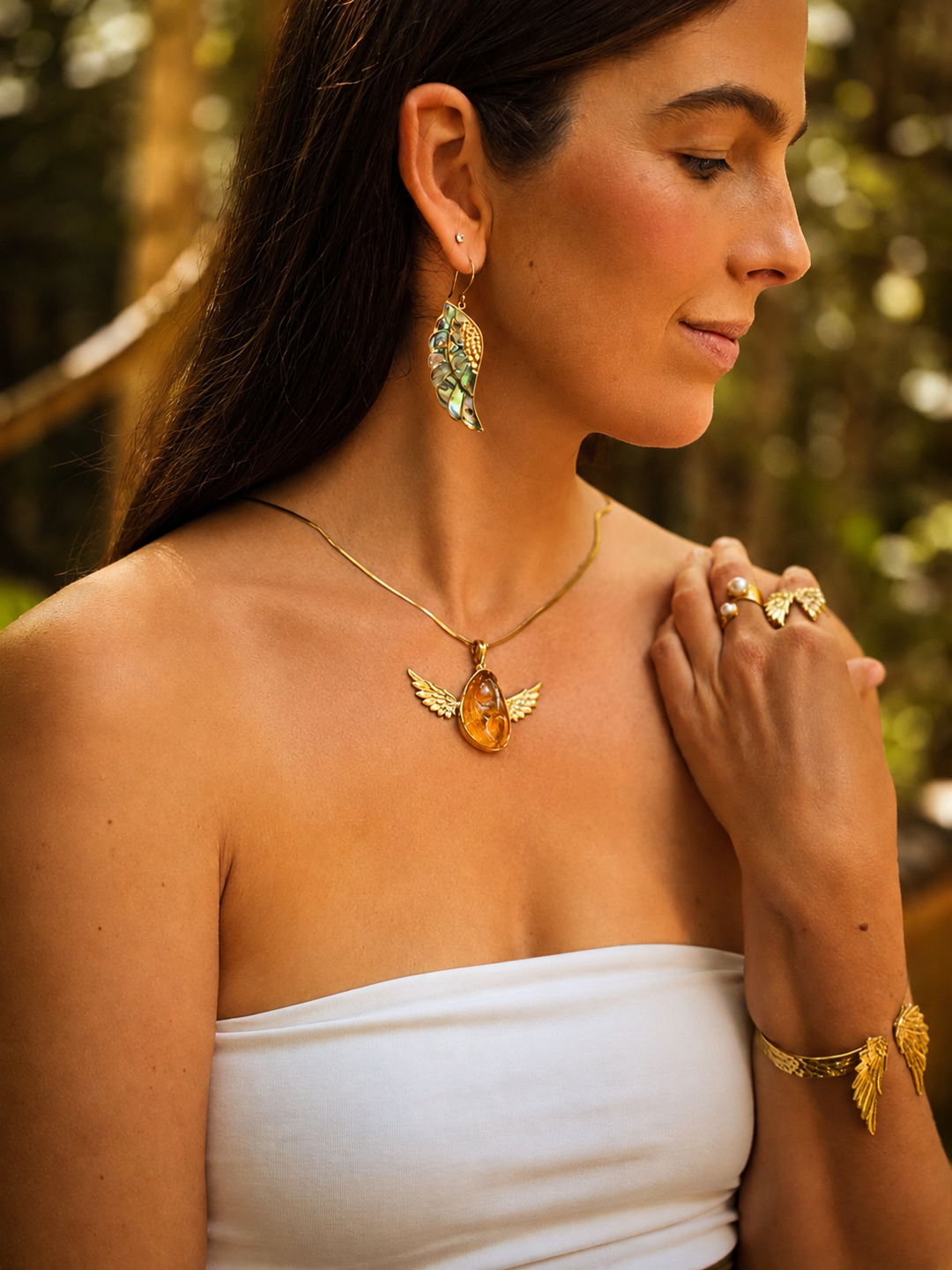 Citrine Anahata Brass Pendant