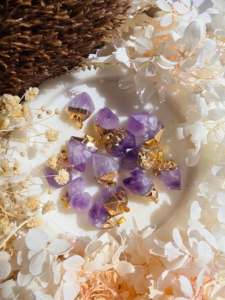 Amethyst Aura Gold Plated Pendant