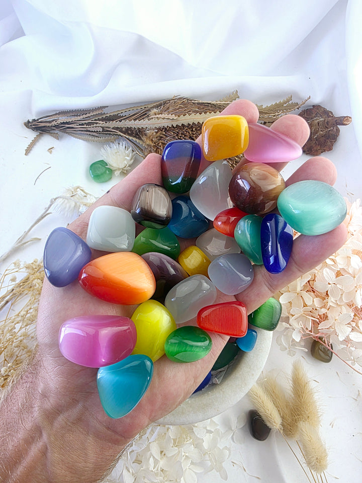Cats Eye Tumbled Stone (Mix)