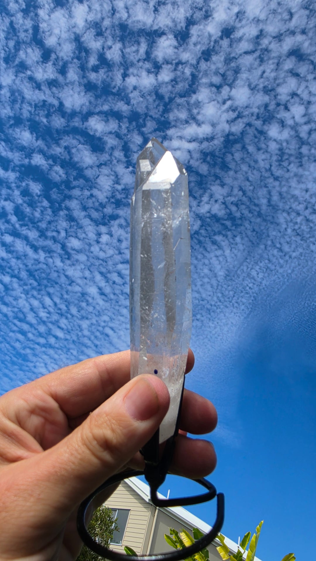 Lemurian Twin Flame Laser Quartz with metal stand