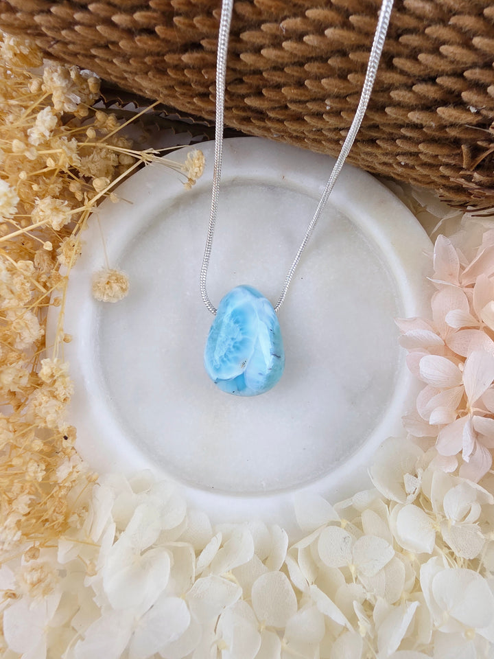 Larimar Tumbled Pendant - Calm Waters